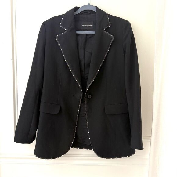 Emporio Armani Womens Single Breasted Black Blazer with Stud Accents NWOT - Picture 5 of 13